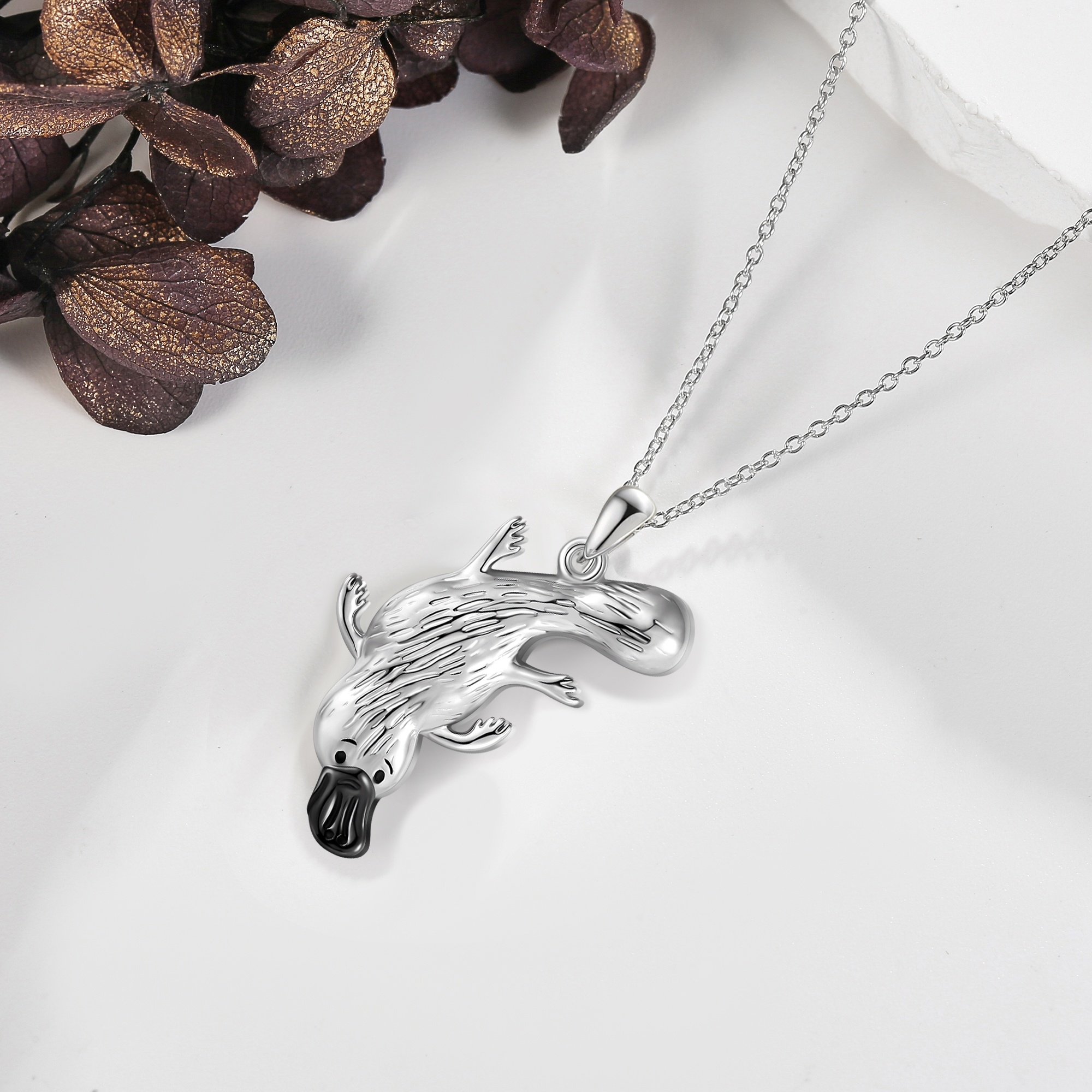 S925 Sterling Silver Platypus Necklace, Hypoallergenic